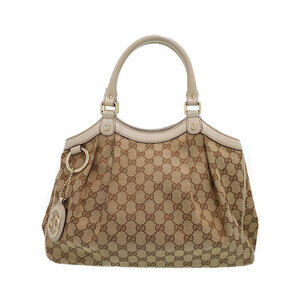 Gucci Sukey Tote Shoulder Bag GG monogram canvas leather Beige Brown